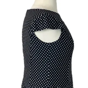 Nine & Co Aline Dress Cap Sleeves Black White Polka Dot Boatneck Women’s Size 14 thumbnail 7