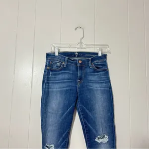 7 For All Mankind Gwenevere Skinny Jeans Distressed Blue Size 26 Low Rise thumbnail 3