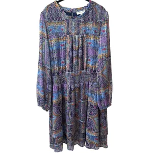 NWOT Skies are blue Paisley‎ Motif Tinsel Smocked Mini Dress Event Whimsical 2X thumbnail 2
