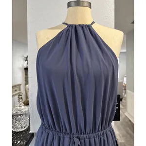 Lulus Halter Neck Blue Maxi Gown Formal Dress Evening Prom Party Dress Large thumbnail 2