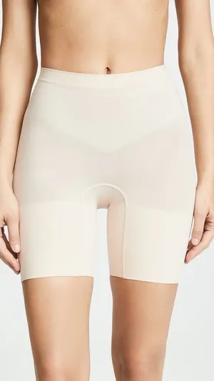 SPANX Power Shorts Beige M GUC Shapewear High Waisted Compression Tummy Control thumbnail 1