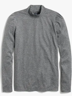 J. Crew NWT Heather Gray Silver Metallic Lurex Mock Neck Puff Long Sleeve Top thumbnail 2