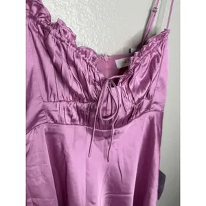 NEW ASTR The Label Dress Womens Medium Pink Orchid Satin Mini Adjustable Straps thumbnail 2