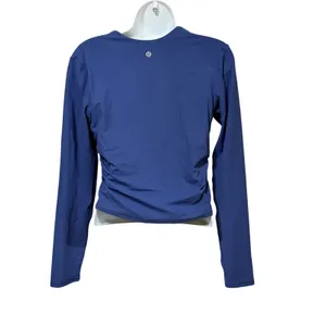 Lululemon Gathered Ribbed Long Sleeve V-Neck Ruched Top Blue Size 10 LW3FQYS thumbnail 4