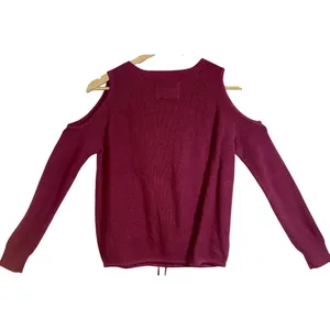 Abercrombie & Fitch Red Knit Drawstring Off The Shoulder Crew Neck Sweater Sz M thumbnail 2