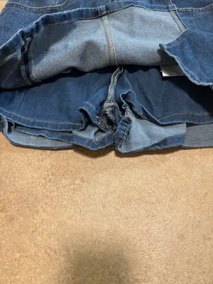 Dark Blue Denim Mini Skirt with Front Slit Size M thumbnail 2