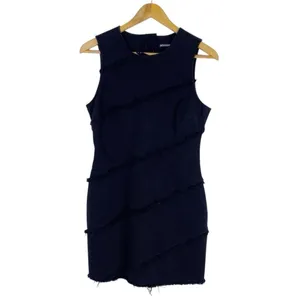 Alexander Wang Black Denim Mini Dress Diagonal Frayed Raw Hem Size 6 thumbnail 6