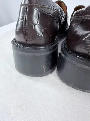 & Other Stories Croc Embossed Block‎ Heel Loafers in Dark Brown Size 10.5 thumbnail 7