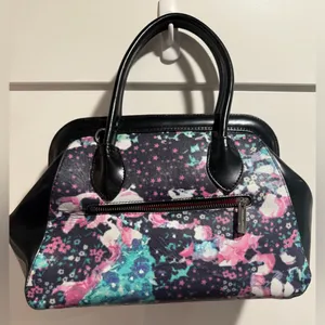 Vintage Charles Jourdan Floral‎ Black Handbag thumbnail 1