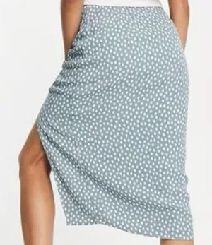Abercrombie & Fitch Midi Skirt Size XS Polka Dot Cinched Blue White Fall thumbnail 1