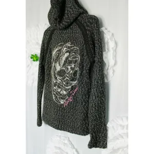 Harley Davidson Womens Hoodie Jacket Skull Chain Accent 1903 Size Medium Tweed thumbnail 6
