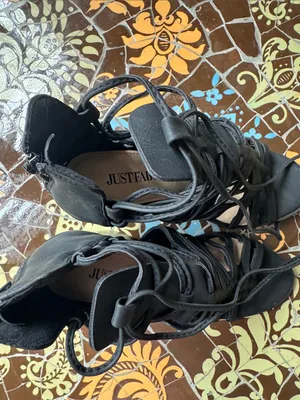 JUST FAB IZAELIA Strappy Lace-Up Black Women's Heeled Sandals SZ: 7 thumbnail 5