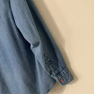 Vintage 90s Western Cottagecore Grandmacore Pink Embroidered Denim Blouse Medium thumbnail 10