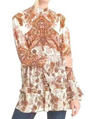 NEW Free People Lady Luck Printed Tunic Size Large thumbnail 1