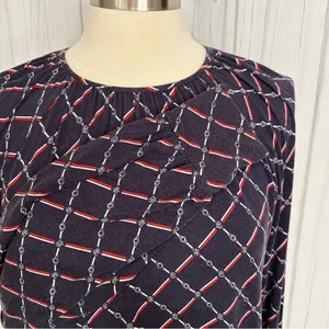 LAUREN RALPH LAUREN Jaralda Logo Chain Link Print‎ Long-Sleeve Blouse, Large thumbnail 4