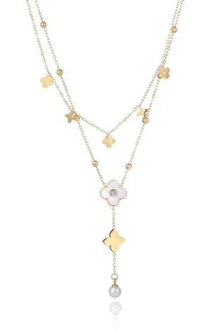 Elegant Layered Golden Luxe Clover Charm Necklace thumbnail 1