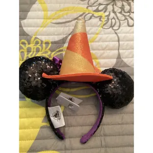 NWT Disney Parks Halloween Candy Corn Witches Hat Minnie Mouse Ears Headband thumbnail 3