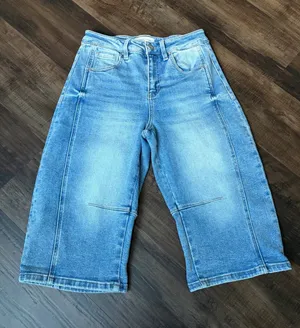 NWT Risen Jeans Light Blue Women's Cropped Wide-Leg shorts thumbnail 1