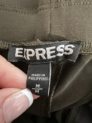 Express Olive Green Wide-Leg Pants with Belt thumbnail 3