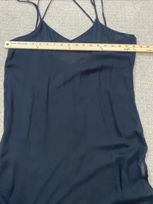 Free People Black Long Crisscross-Back Nightgown with Asymmetric Hem 100% Rayon thumbnail 11