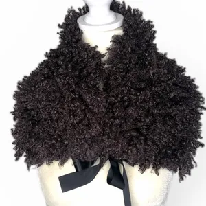 Steve Mac New York Curly Collar Shawl Eggplant OS thumbnail 4
