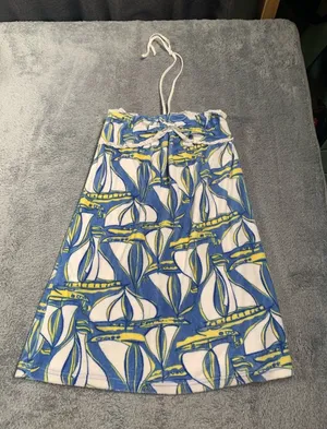 Lilly Pulitzer rare y2k Blue Sailboat Halter coverup swim terrycloth L(8-10) thumbnail 1
