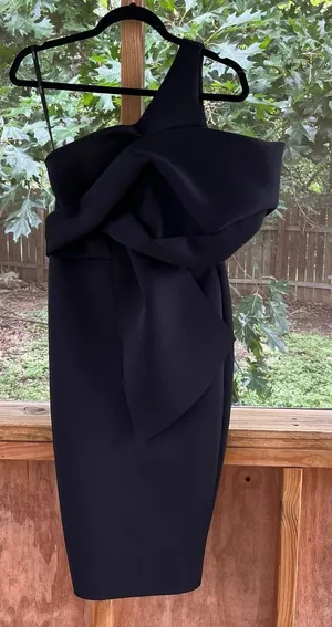 ASOS Women's Black One Shoulder Gathered Midi Dress Size 6 thumbnail 1