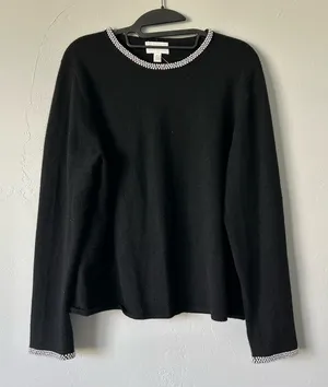 Charter Club 2 Ply 100% Cashmere Pearl Trim Sweater XL Chic Timeless Classic thumbnail 1