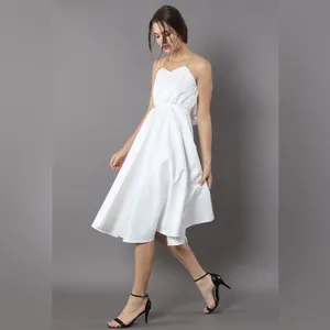 Minusey Luxurious White Cross-Strap Open Back Dress‎ thumbnail 3