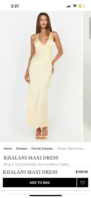 New Showpo Khalani Maxi Dress Deep V Neck Satin Slip Dress Size Small MSRP $129 thumbnail 2