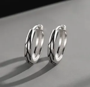 925 Silver Plated Small Hoop Earrings for Men Women,Silver Hoop Earrings,Punk Hip Hop Earrings thumbnail 1