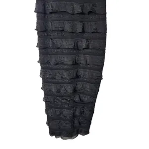 Inspired Hearts Black Tiered Ruffled Sleeveless Maxi Bodycon Sheath Dress Sz XS thumbnail 4
