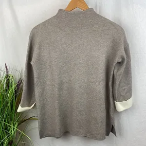 Tahari Gray Knit Mock Turtleneck Half Length Sleeve Knit Sweater S thumbnail 2