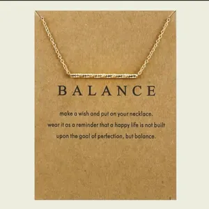Boutique NEW Balance Bar Necklace Gold Minimalist‎ Pendant Delicate Chain Jewelry Gift thumbnail 4