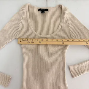 Maxi Bodycon Dress Womens Small Ribbed Knit Long Sleeve Scoop Neck Beige Tan thumbnail 6
