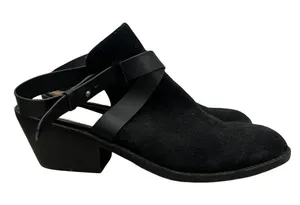 Splendid‎ Black Suede Leather Slingback Open Back Ankle Booties 10 thumbnail 1