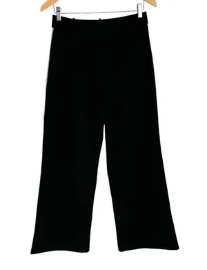 Zara Wide Leg Side Tape Stripe Pants Trouser Sz Medium Black thumbnail 4