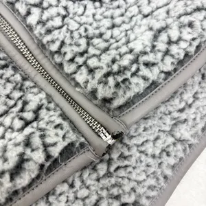 Abercrombie & Fitch Vest Women Small Sherpa Fleece Jacket Gray Leather‎ Pocket S thumbnail 12