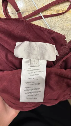 David’s Bridal Burgundy Bridesmaid Formal Dress thumbnail 5
