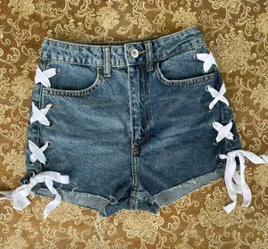H&M Lace Up Denim Shorts thumbnail 5