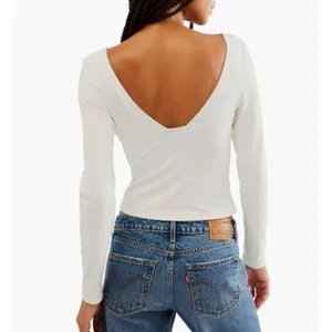 Free People Womens Size M Duo Cami Corset Long Sleeve Stretch Tee Ivory‎ thumbnail 3