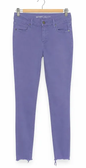 Old Navy Womens Jeans Sz 2 Periwinkle Lilac Rockstar Pants Light Purple Mid Rise thumbnail 1