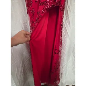 Clarisse Red Long Sequin High Slit Pageant Homecoming Formal Red Dress 6 thumbnail 6