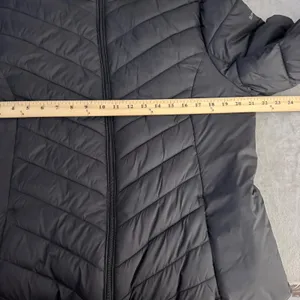 Spyder Puffer Jacket Women's Winter Long Hooded Full Zip Quilted Large Black thumbnail 3