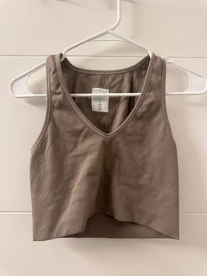 Athleta Ribbed Crop Tank in Taupe thumbnail 2