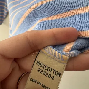 L.L. Bean Blue and Orange French‎ Sailor Stripe Quarter Zip Pullover Sweater thumbnail 6