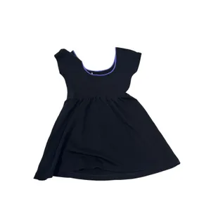 Kimchi Blue Black Skater Dress Purple Silk Trim Scoop Neck Cap Sleeve Large thumbnail 2