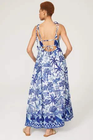 FARM Rio Sweet Rio Maxi Dress in Blue White XXS thumbnail 9