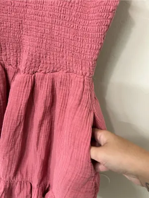 American Eagle Pink Cotton Gauze Ruffle Dress Sz XS thumbnail 2