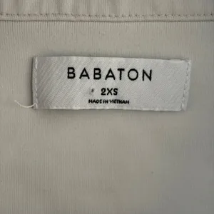 Babaton Aritzia Cream Long Sleeve V-Neck Collared Crop Top‎ 2XS Minimalist thumbnail 2